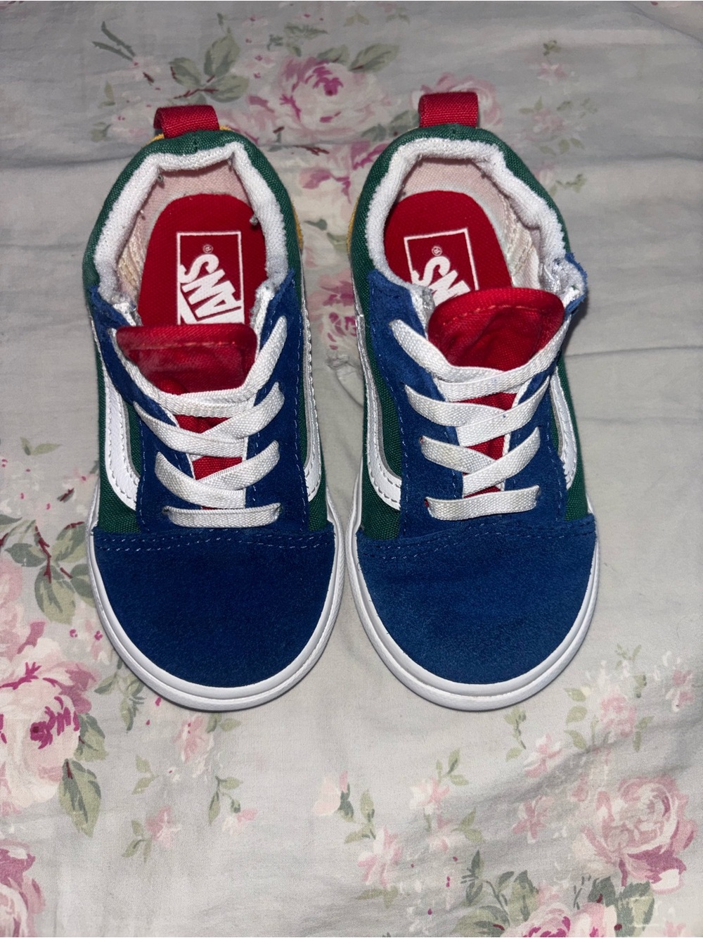 Vans Kids Blue/Green/Red Low-Top Lace Sneakers